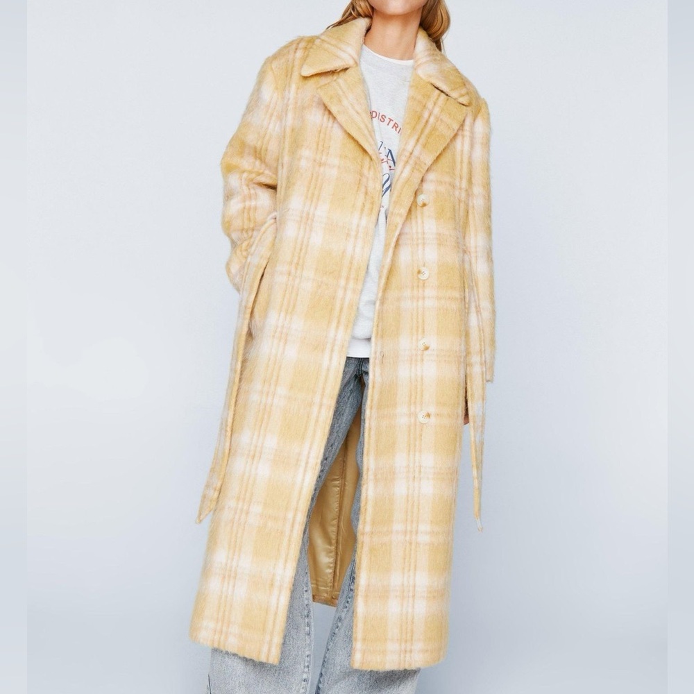 Nasty Gal | Plaid Wool Blend Robe Coat
